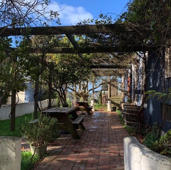 Outdoor courtyard at Mock Cider